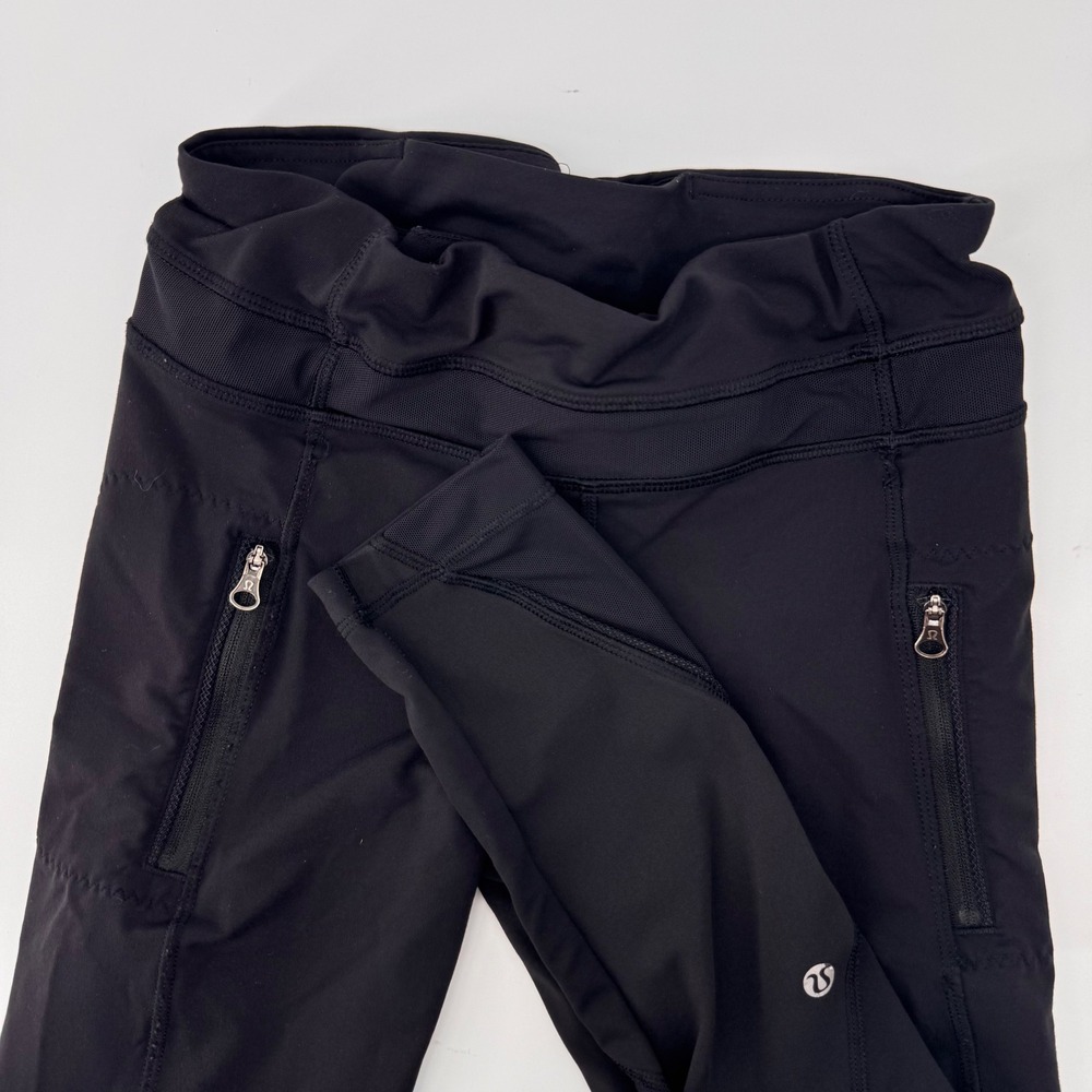Lululemon Leggings Womens 4 Black High‎ Rise Mesh Zip Pocket Athletic Tights